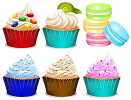 Verschillende smaak van cupcakes vector