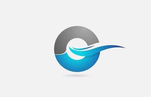 blauw grijs o alfabet letterpictogram logo voor zaken en bedrijf met swoosh design vector