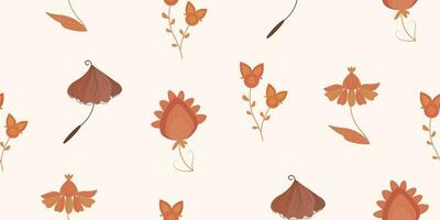 vector patroon van divers types bloemen en vormen. vector bloemen patroon. ontwerp voor behang, omhulsel papier, achtergrond, kleding stof. vector bloem naadloos patroon