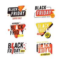 zwarte vrijdag sticker en badge verkoop collectie vector