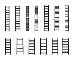 reeks van houten en ladders vector illustratie Aan een wit achtergrond, trap illustratie klem kunst geïsoleerd gemakkelijk kleur. ladders schets zwart kleur.