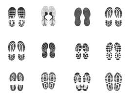 het beste reeks van verzameling schoen prints illustraties vector klem kunst. voetafdruk zwart kleur met wit achtergrond. schoen voet silhouet geïsoleerd menselijk schoen klem kunst, traceren, menselijk schoen prints markering, bagageruimte