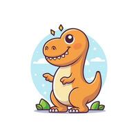 schattig oranje dinosaurus vector illustratie