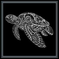 zee schildpad mandala kunsten geïsoleerd Aan zwart achtergrond. vector