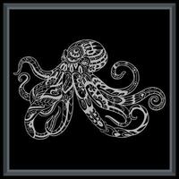 kraken Octopus mandala kunsten geïsoleerd Aan zwart achtergrond. vector