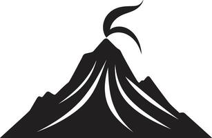 episch brandstapel vulkaan berg in stoutmoedig zwart ontwerp lava luminescentie zwart icoon voor vulkanisch macht vector
