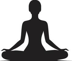 bevallig blik zwart yoga vrouw icoon ontwerp rustig trails yoga vrouw embleem in vector