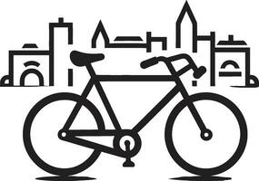 pedaal perspectieven iconisch fiets Mark stadsgezicht spinnen fiets vector illustratie