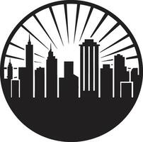 stedelijk mozaïek- gebouwen logo ontwerp stadsgezicht luchtspiegeling iconisch horizon beeld vector