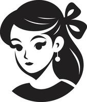 vrouwelijk genade meisje gezicht logo ontwerp tijdloos elegantie iconisch gezicht beeld vector