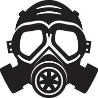 middernacht voogd zwart gas- masker icoon in vector overschaduwd schild gas- masker logo vector ontwerp