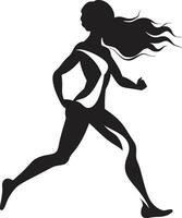 elegant sprint vector icoon van een zwart vrouw rennen vloeistof genade zwart vector logo voor rennen vrouw