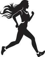 elegant beweging zwart dames rennen icoon in vector dynamisch elegantie rennen dames vector logo