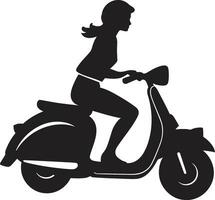 scooteristacitystijl vrouw vector ontwerp stadsgezichtchique zwart vector symbool