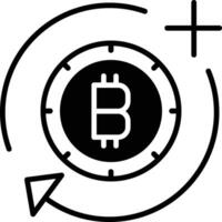 synchroniseren toevoegen bitcoin solide glyph vector illustratie