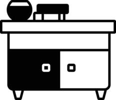 studie tafel met opslagruimte solide glyph vector illustratie