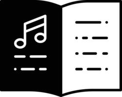 muziek- boek solide glyph vector illustratie