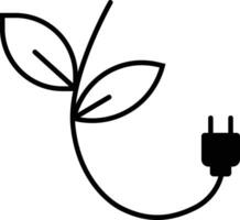 bio energie plug solide glyph vector illustratie