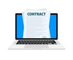 contract document het formulier. teken contract. vector illustratie.