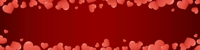 valentijnsdag dag web banier sjabloon met kopiëren ruimte. romantisch ontwerp, rood achtergrond met schattig harten. vector illustratie voor heilige valentijnsdag februari 14 viering.