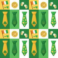 st. Patrick dag naadloos patroon met banden, bier en munten.inpakken papier, scrapbooken, briefpapier, verpakking, behang, textiel afdrukken. vector illustratie