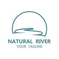 rivier- logo met combinatie van bergen en bouwland met vector concept ontwerp. logo voor veel soort van bedrijf, reizen agentschap en natuur fotograaf