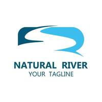 rivier- logo met combinatie van bergen en bouwland met vector concept ontwerp. logo voor veel soort van bedrijf, reizen agentschap en natuur fotograaf