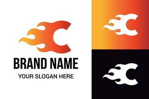 brief c vlam logo sjabloon ontwerp vector