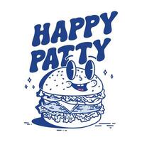 gelukkig pasteitje hamburger retro illustratie vector