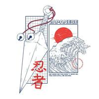 Japans icoon illustratie t overhemd ontwerp vector