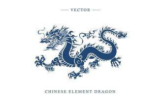 blauw en wit porselein Chinese draak patroon vector