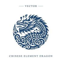 blauw en wit porselein Chinese draak patroon vector