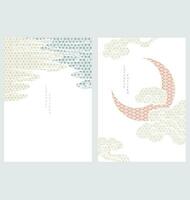 kunst landschap achtergrond met meetkundig patroon vector. Japans patroon met hand- getrokken lijn banier in oosters stijl. vector