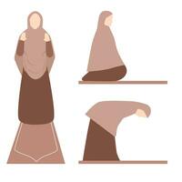 moslim vrouw bidden beweging verzameling vector