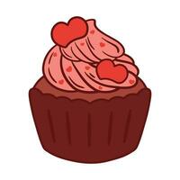 Valentijn koekje met hart topping schattig tekenfilm vector illustratie