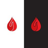 een rood en zwart logo met een laten vallen van bloed of brand vector