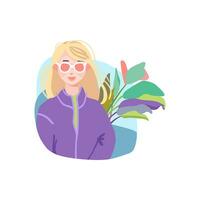 ronde avatar realistisch blond met bril. vector illustratie.