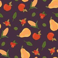 fruit en groente naadloos patroon. ontwerp voor kleding stof, textiel, behang, verpakking, cafe. vector