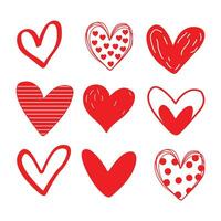 reeks van rood harten gelukkig Valentijnsdag dag vector