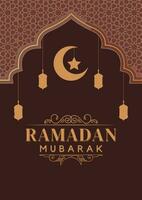 Ramadan mubarak tekst en Arabisch achtergrond illustratie ontwerp vector