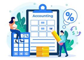 illustratie vector grafische stripfiguur van accounting