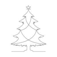Kerstmis boom in doorlopend single lijn kunst schets gemakkelijk tekening vector illustratie en minimalistische ontwerp