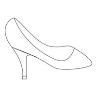 vector hoog hiel- modieus doorlopend lijn kunst tekening vrouwen schoen Aan wit achtergrond