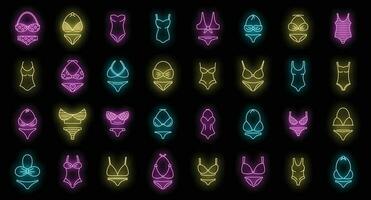 modern zwempak pictogrammen reeks vector neon
