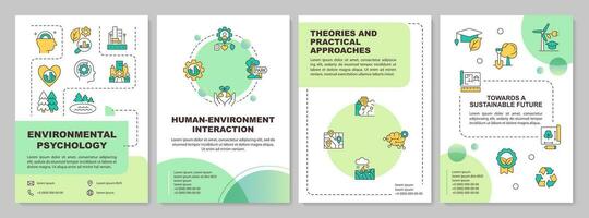 2d creatief helling milieu psychologie brochure sjabloon, brochure ontwerp met dun lineair pictogrammen, 4 vector lay-outs.