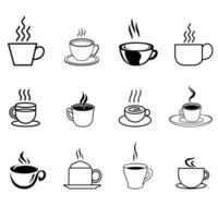 koffie icoon vector set. heet drinken illustratie teken verzameling. koffie huis symbool. koffie machine logo.