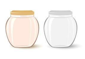 reeks Doorzichtig glas potten met deksel.voor eigengemaakt jam en inblikken voedsel, behoud en behoud vector