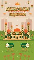 Ramadan kareem eid mubarak groet viering dag Islam moskee banier achtergrond 6 vector