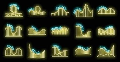 rol kustvaarder amusement pictogrammen reeks vector neon