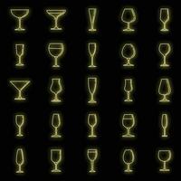huis wijnglas pictogrammen reeks vector neon